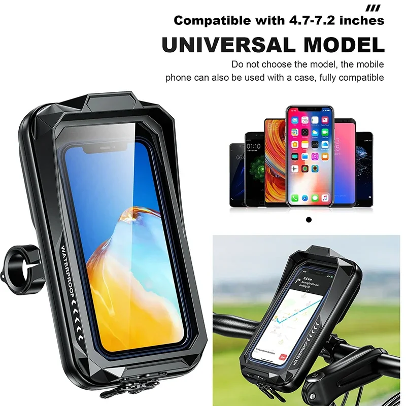 Impermeável motocicleta celular titular caso, Universal bicicleta celular titular saco, GPS, 360 ajustável