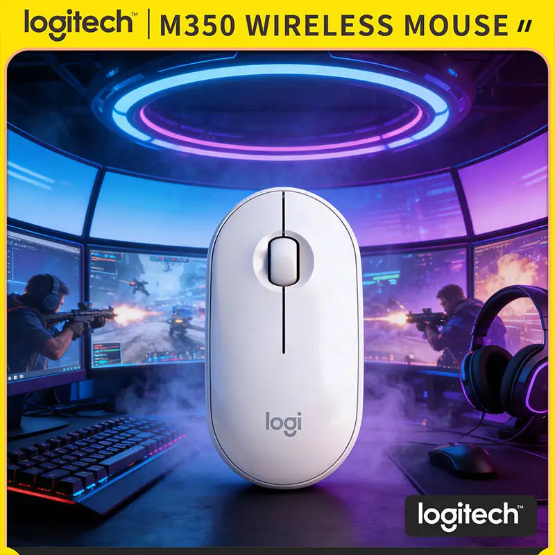 

Logitech M350 Ergonomic Wireless Mouse - Comfort Palm Fit Dual Mode Silent Operation 18-Month Battery Fits Laptop Bag Easily