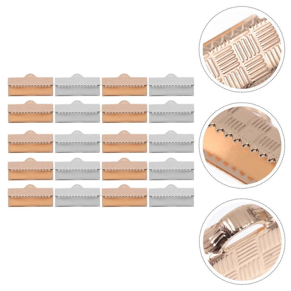 

50pcs Waistcoat Buckles Copper Ribbon Ends Clips Jewelry Fasteners Clasp Cord Ends Clip For Diy Accessory Durable Flat Wire