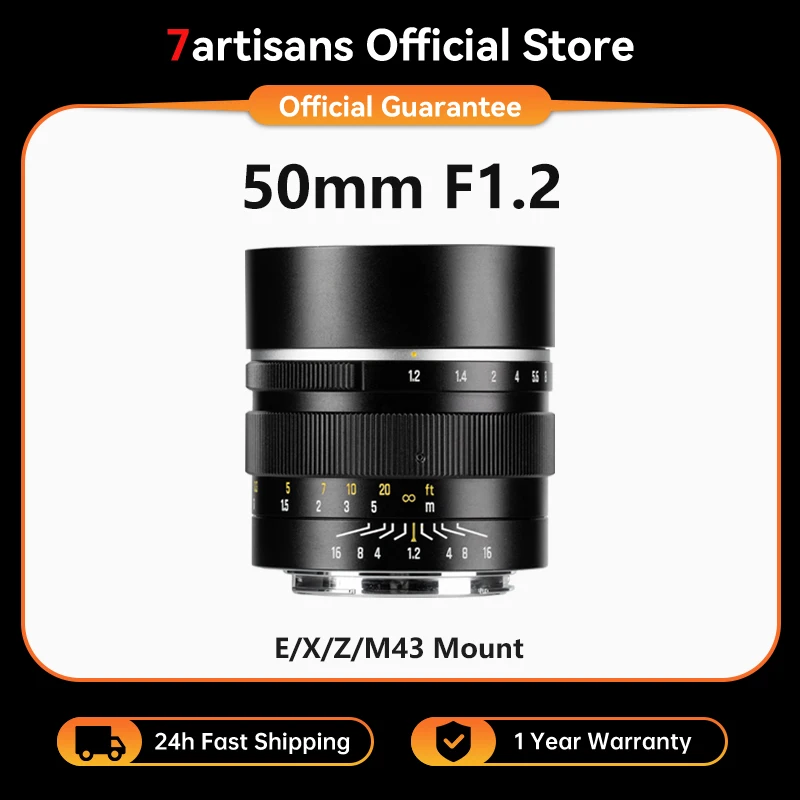 

7artisans 50mm F1.2 APS-C Frame Manual Focus Large Aperture Prime Lens for Sony E Alpha 6700 Fuji X X-T5 S20 Nikon Z M43 Mount