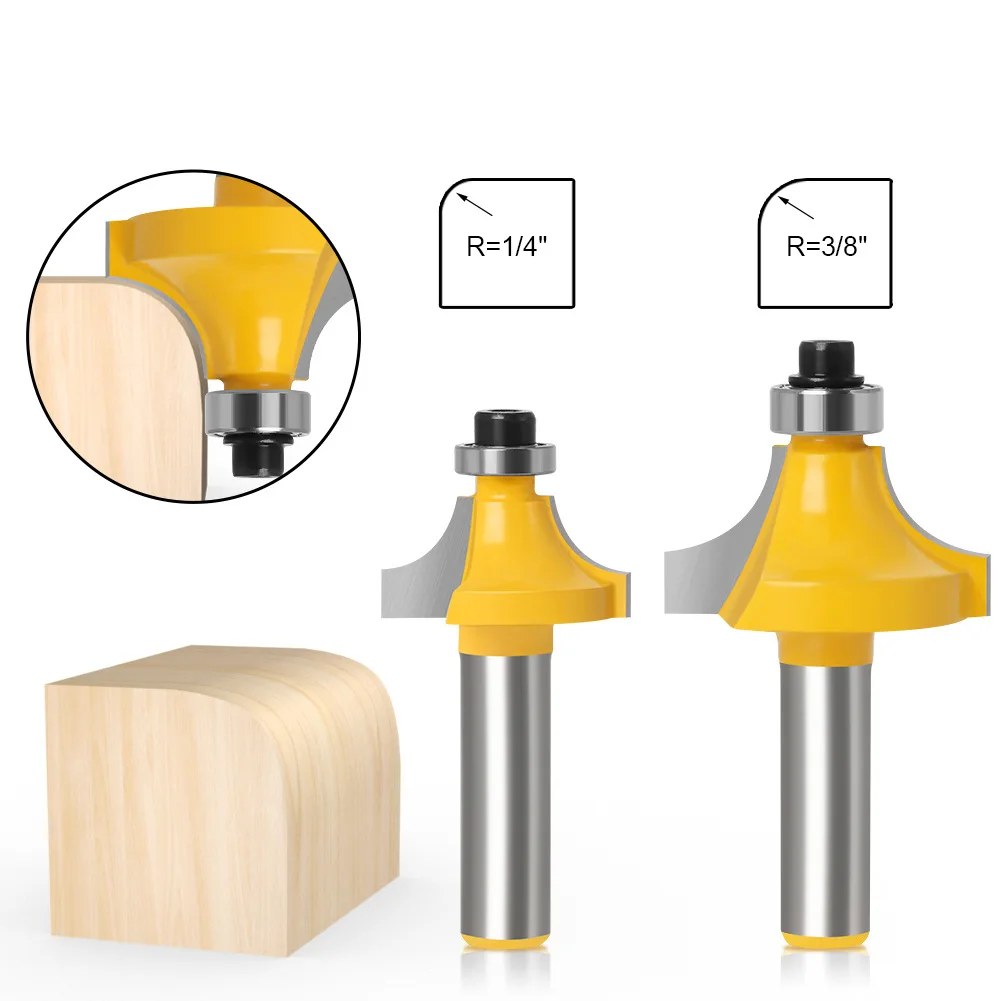 1PC 8MM Shank Milling Cutter Wood Carving Corner Round Over Router Bit with Bearing Milling Cutter Woodwork Tungsten Carbide