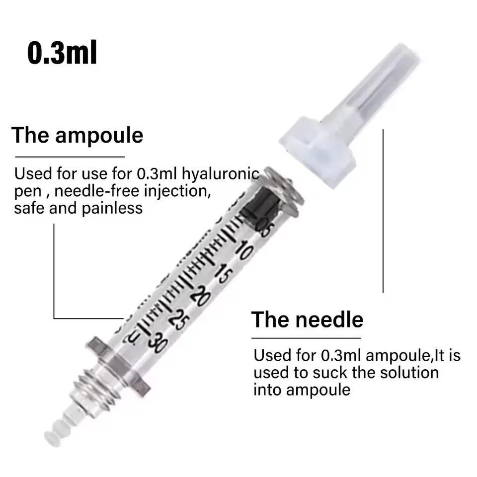 

5pcs/lot Disposable Syringe Ampoule Head Needles 0.5ml/0.3ml Sterile Package No Needle Lip Filler Syringes For Hyaluronic Pen