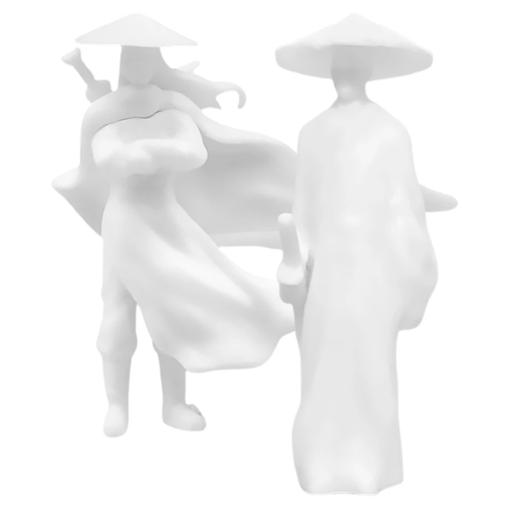 

2pcs Miniature ResinWhite Color Decorations for Bonsai Terrariums Landscaping Playsets Character Models Garden Supplies