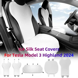 Ice Silk Seat Covers for Tesla Model 3 2024 Highland, Ice Silk Seat Cushion Car Ventilation Heat Dissipation Cushion