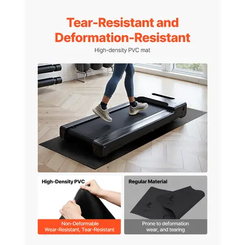 36" x 78" Treadmill Mat, 1/4" Thick High Density PVC Floor Protector, Non-Slip & Waterproof for Elliptical & Rowing Machine