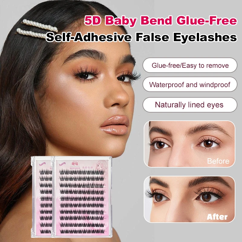 

5D Baby Bend Mink Velvet Glue-Free Self-Adhesive False Eyelash Messy Mommy Raw Single Cluster Segmented Trilogy Eyelash
