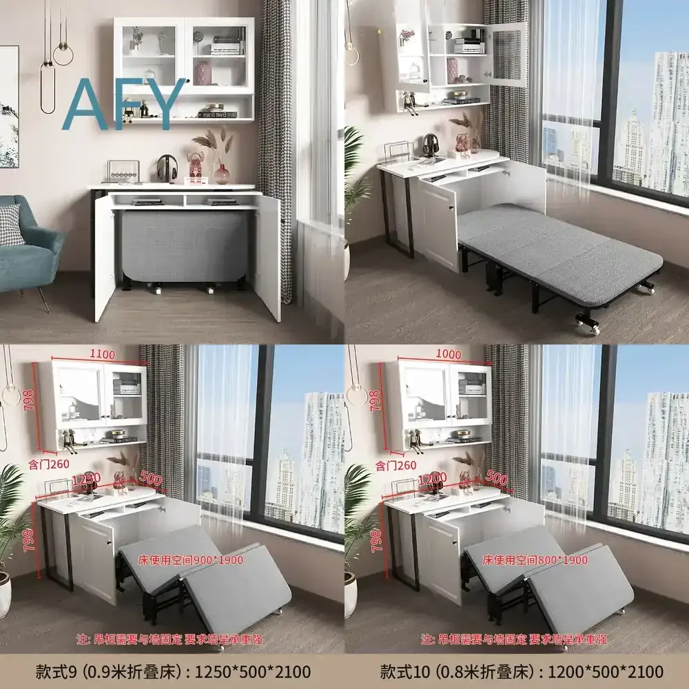 Folding Bed Table for Office Nap Desk Portable Dual Purpose Lunch Break Table for Home Dorm Room Small Space Use Invisible