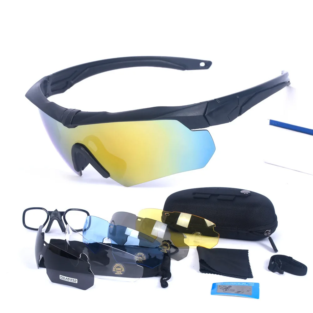 Occhiali tattici militari Airsoft Occhiali da tiro antivento HD 6 lenti Motocross Moto Alpinismo Occhiali da arrampicata su roccia