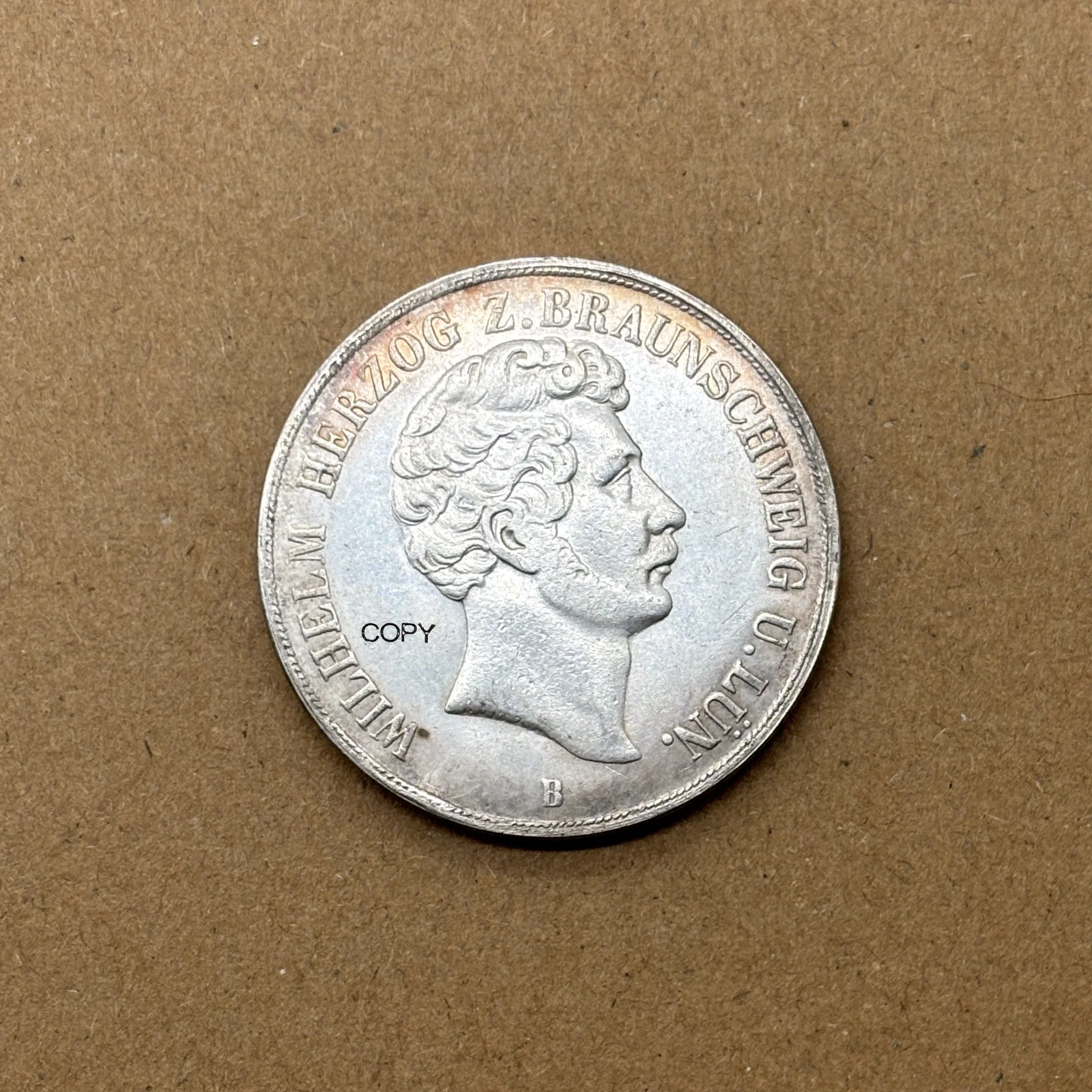 Немецкие монеты 1844-1854 гг., 2 талера, 3 1/2 гульдена, Вильгельм, металлические, посеребренные, копии, сувенирные монеты
