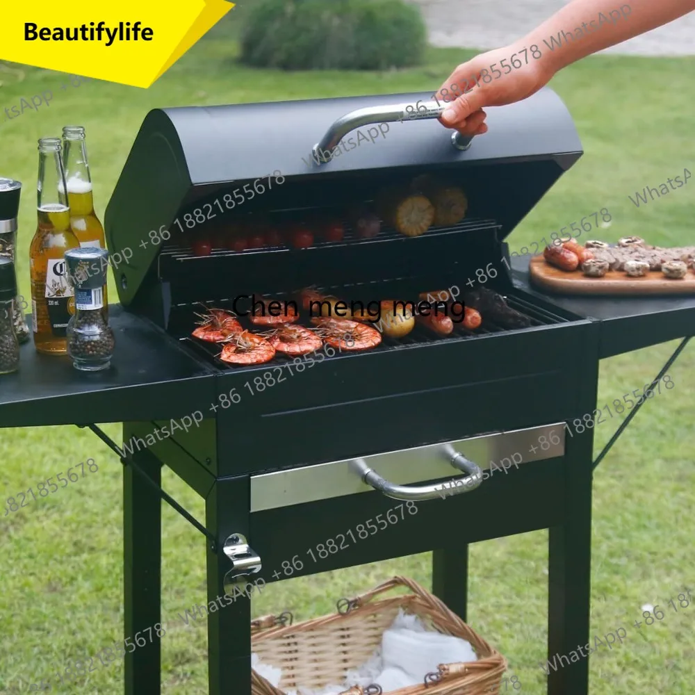 Carrito de barbacoa grande para exteriores A55 con ruedas, parrilla para patio, asador de lomo de cordero para el hogar, horno de carbón para estofados para patio de villa