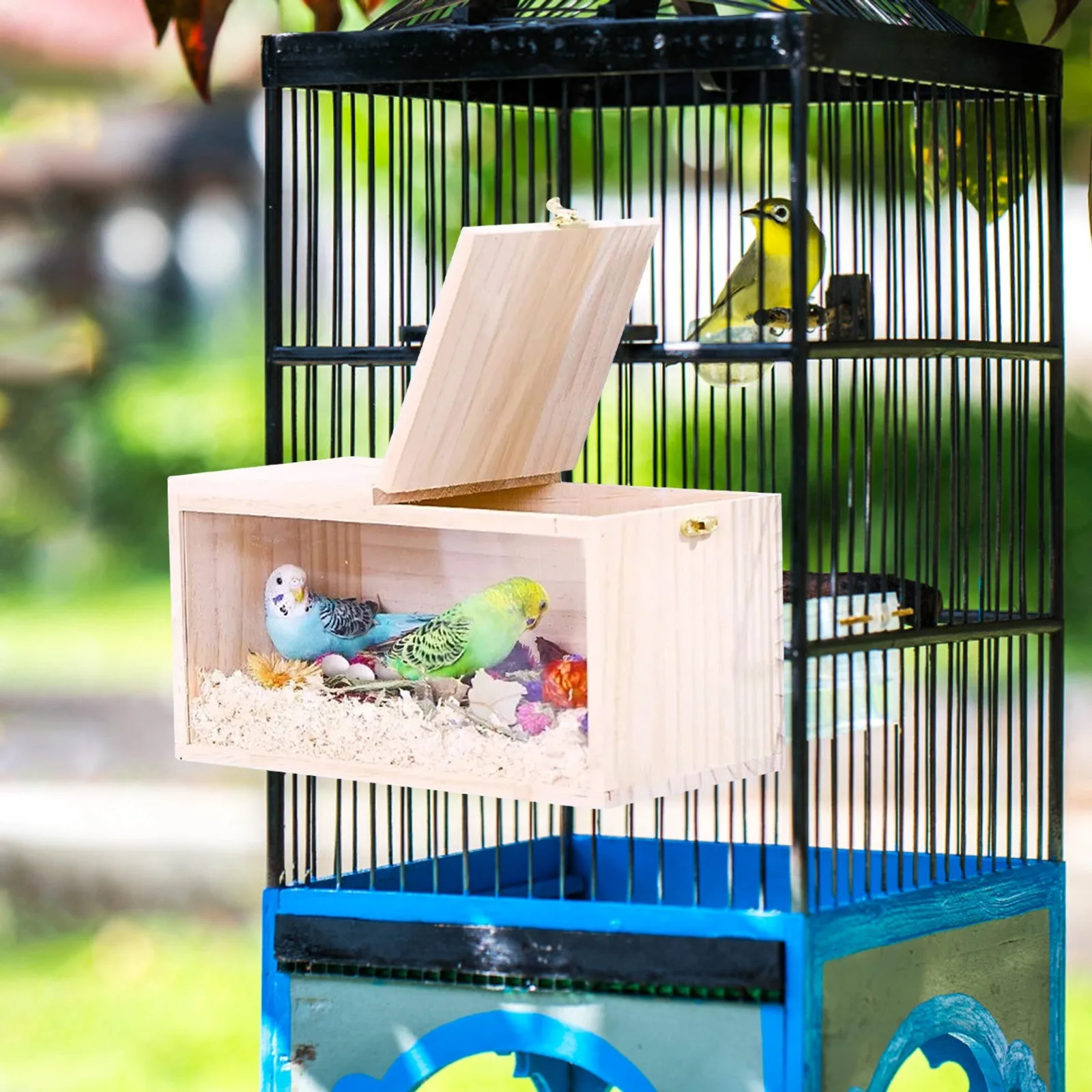 Casa de madera para pájaros, nido, caja de cría de pájaros, jaulas decorativas para cría de loros y pájaros, accesorios para mascotas, casa decorativa para balcón y pájaros