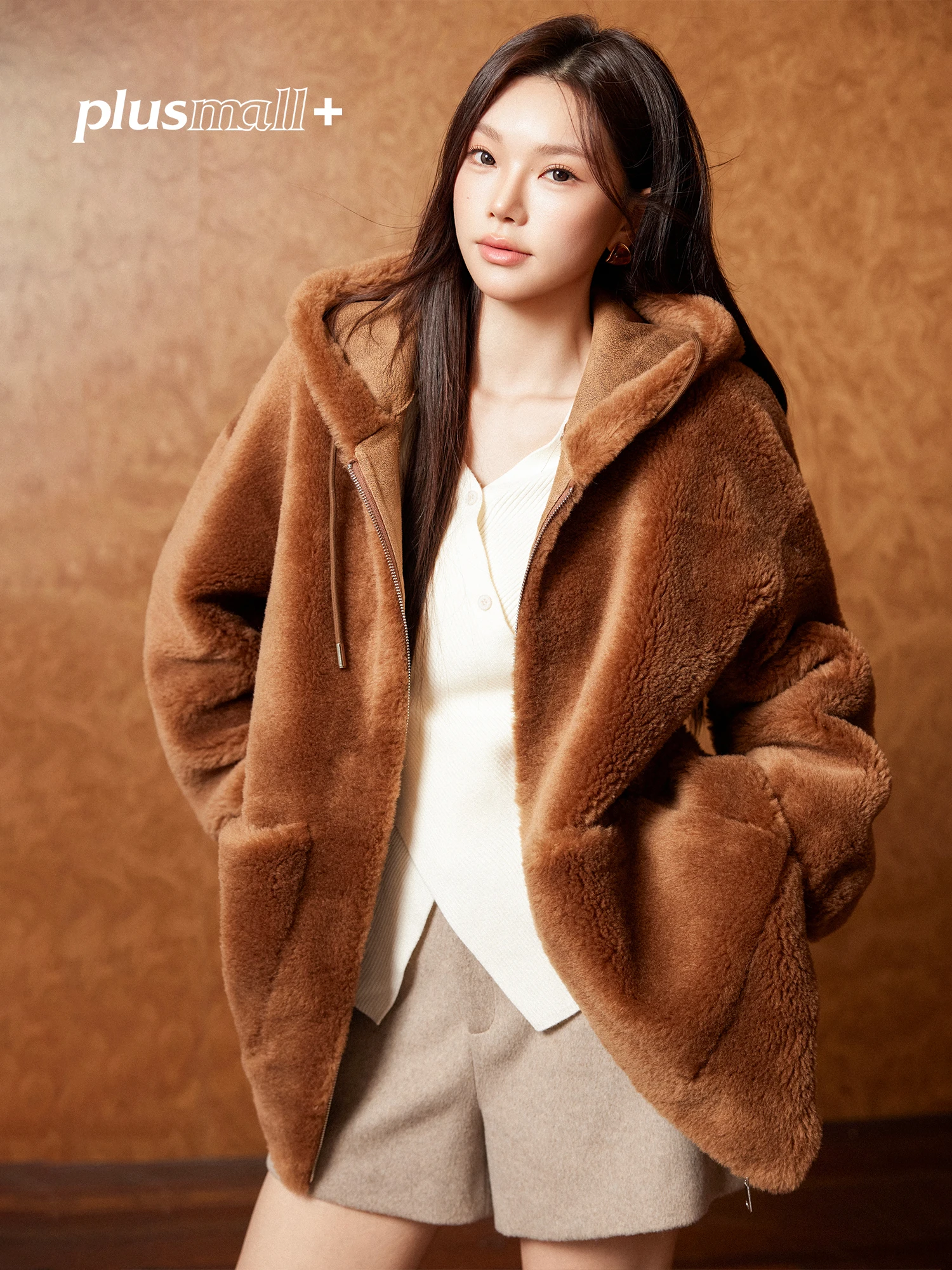 

Plusmall Plush Diary Hooded Jacket Particle Wool Suede Women Winter New Style Casual Loose Fit Thickened Coat Pear Body...