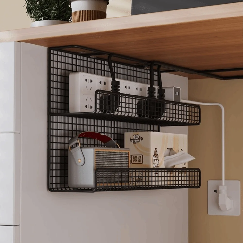 High Quality Under-desk Cable Management Tray with Clamp No Drill Wire Socket Storage Metal Desk Cable Organizer Home