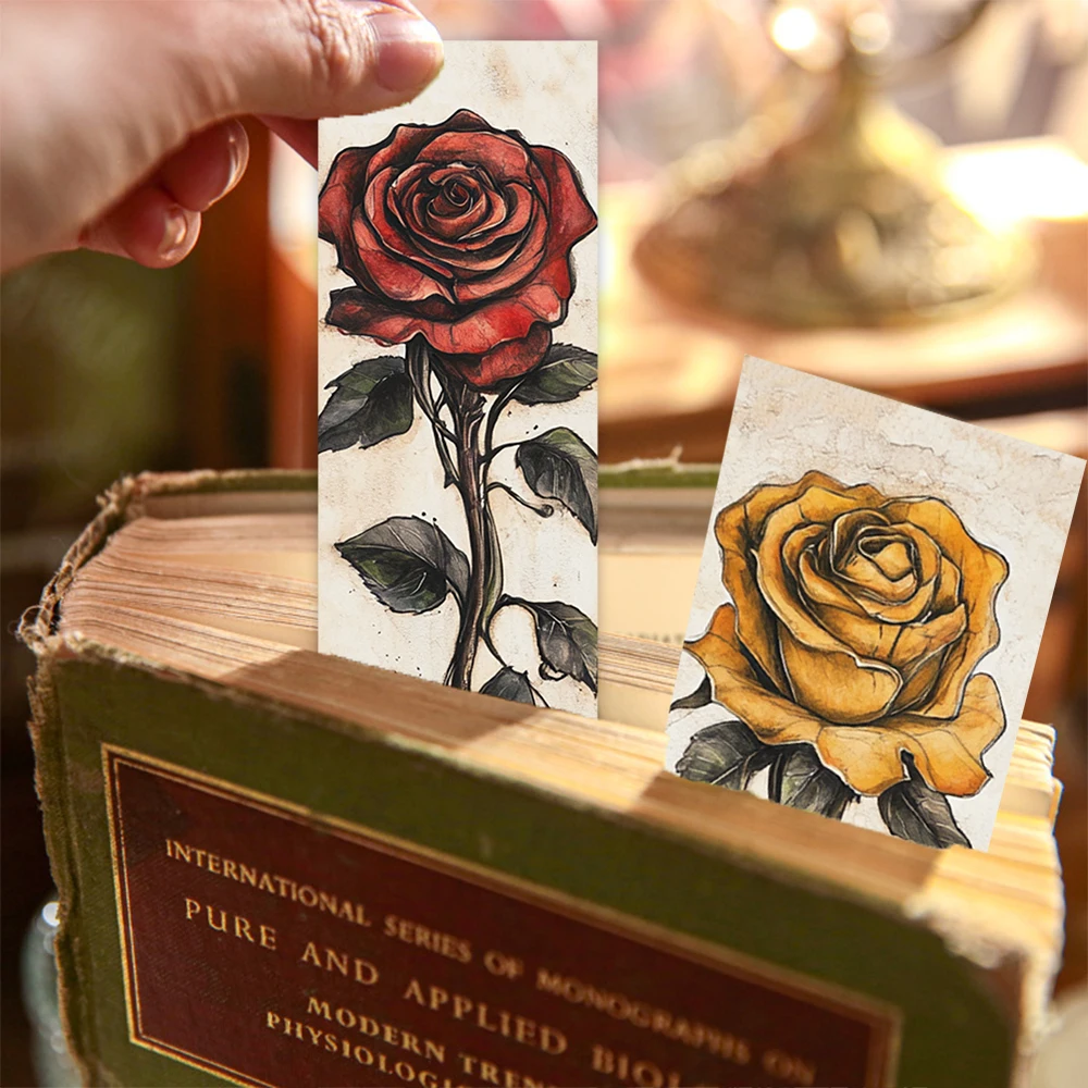 30pcs Retro Aesthetic Plants Animals Paper Bookmarks DIY Students Readers Page Marking Library Office Page Markers