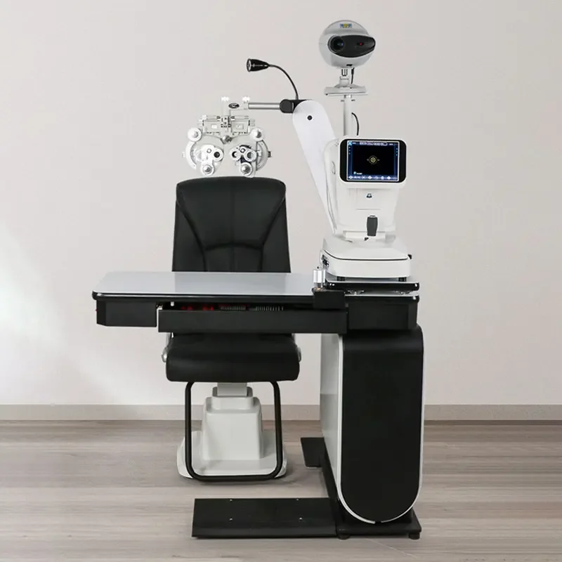 Instrumentos e equipamentos de optometria de computador na loja de optometria totalmente automática