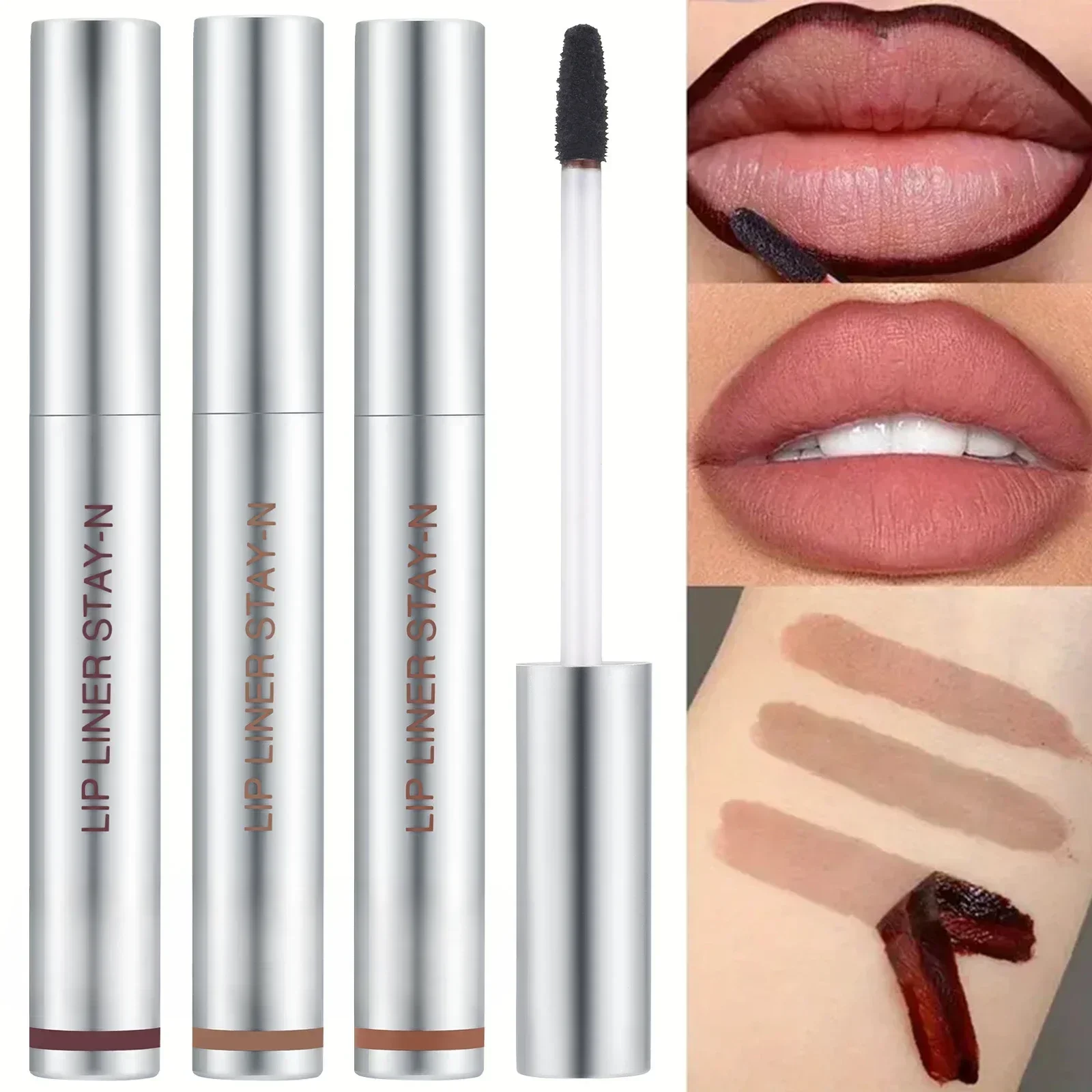 Matita per labbra impermeabile a 6 colori Peel Off Tattoo Lip Gloss Tinta per labbra opaca a lunga durata Contorno nero Tear-off Trucco Stain Cosmetico