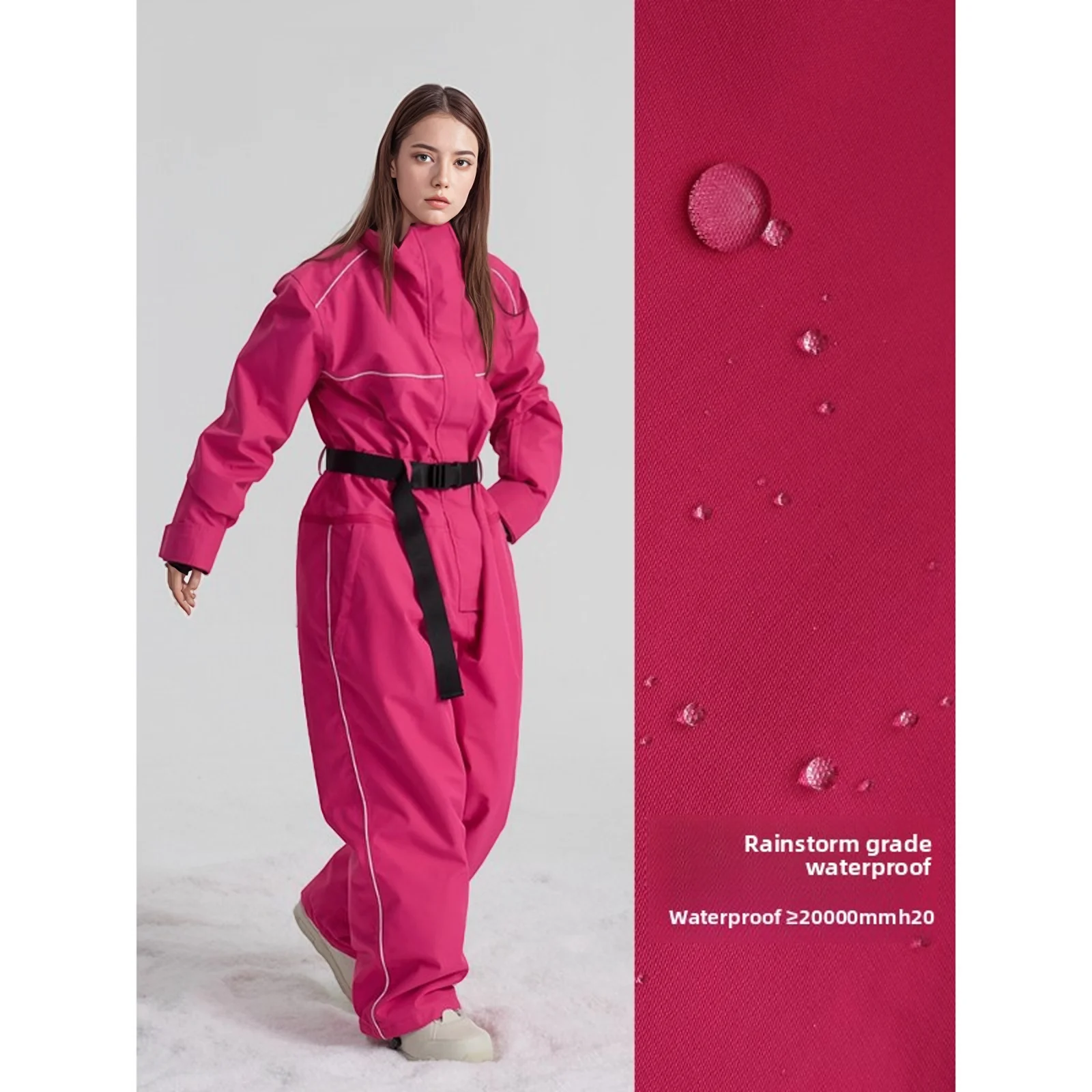 Coldelement 3L Women's One-Piece Ski Suit Set - Waterproof, Thickened Cold-Resistant for Snowboard, Outdoor Use, Fleece-Lined - Detail 1