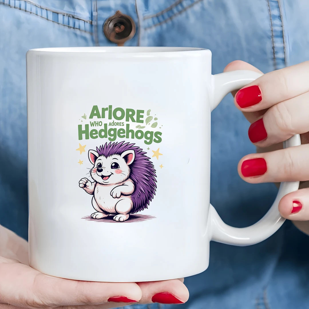 

11oz cartoon hedgehog mug kids cold & hot beverage cup Christmas gift family office cup warm Christmas atmosphere