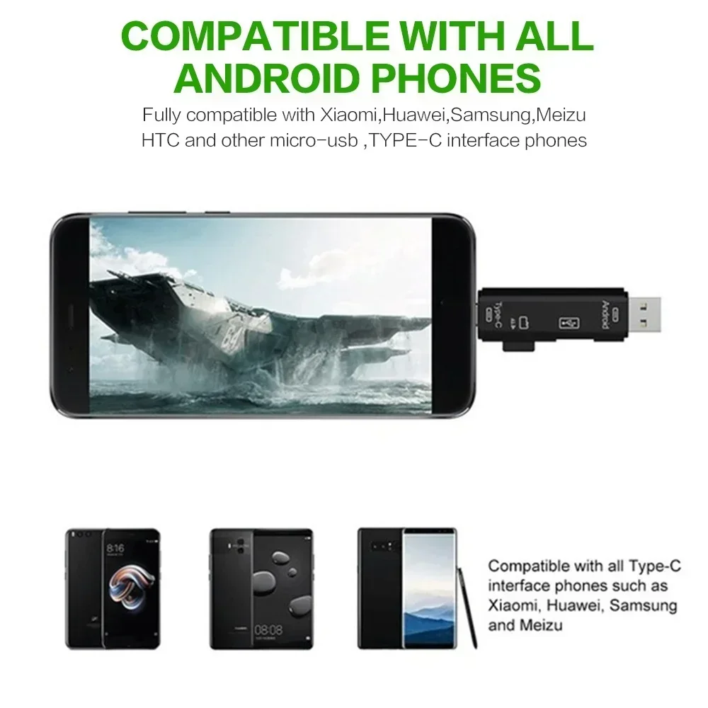 5in1 USB Type C Micro USB OTG Adapter Multi Function Portable Memory Card Reader Expand Storage USB 2.0