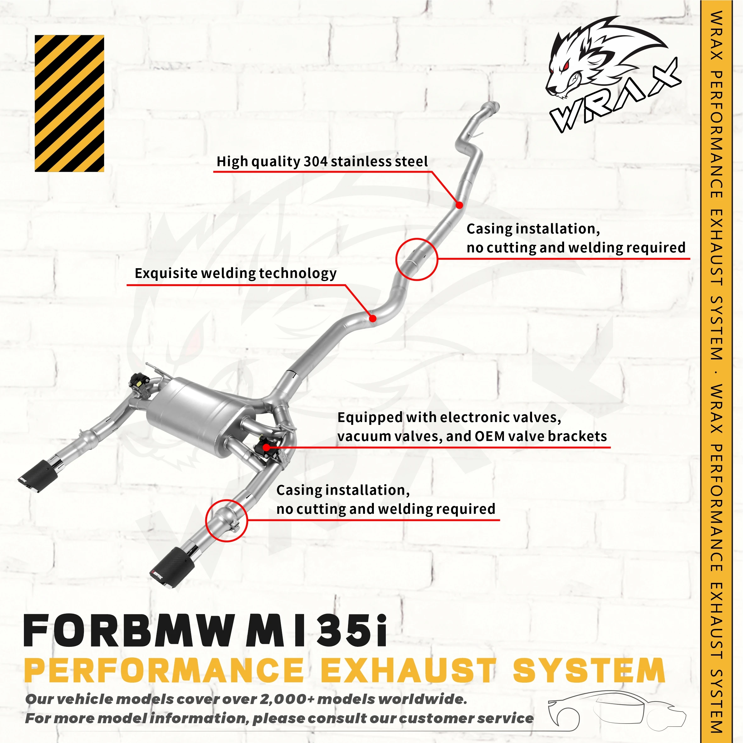 

WRAX Direct Fit Replace exhaust system stainless catback for BMW M135i F20 performance parts with muffler valve car accessories
