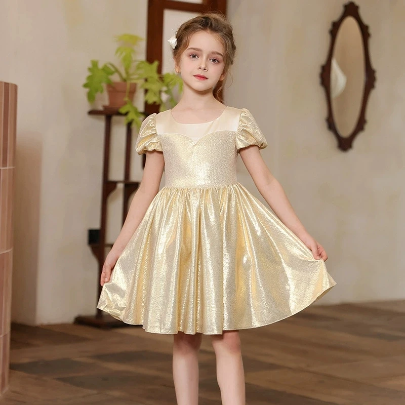 

Teen Girls Champagne Golden Evening Party Dress Princess Kids Wedding Dress Little Fairy Children Formal Gown Photograph Wear
