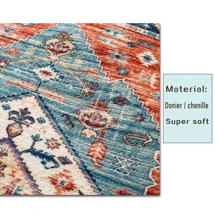 DMC-01 Luxury Persian printed carpet Chenille Fabric Polyester big size living room non-slip machine washable foldable area rug