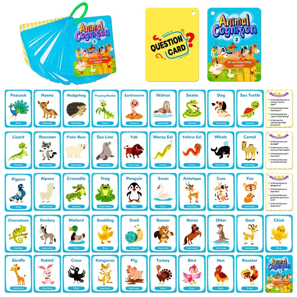 

50 Viral Cute Style Animal Cognition Cards New Puzzle Parent Child Baby Early Education Educational Fun Useful Engaging