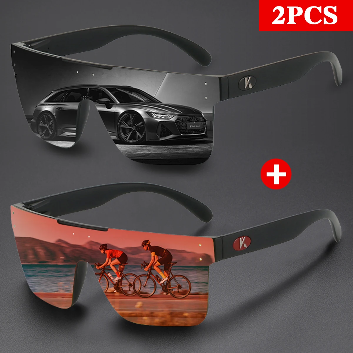 

KAROS 2PCS New Outdoor Cycling Sunglasses for Men and Women Driving Glasses Sports Climbing Eyewear UV400 Bicycle Glasses