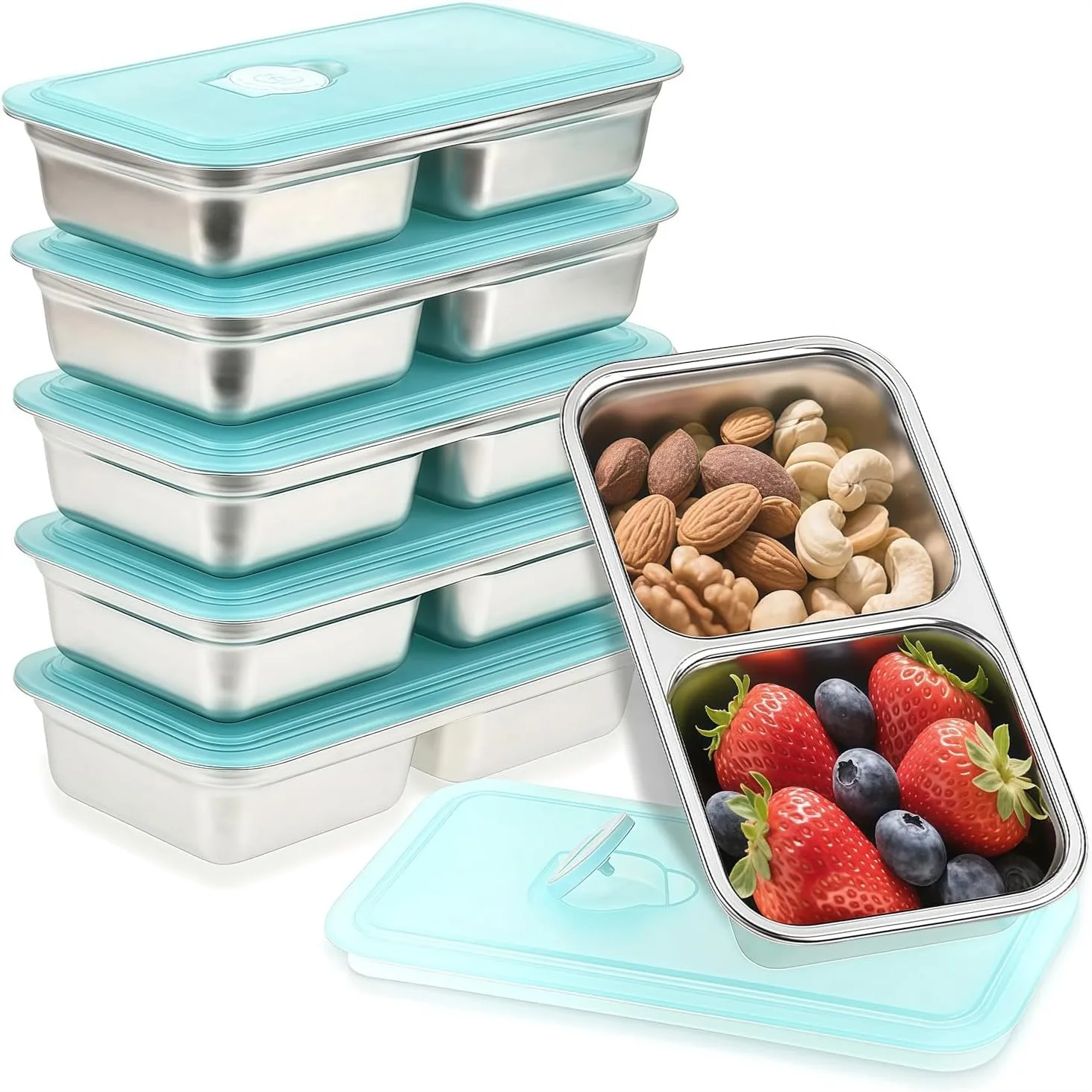 

Stainless Steel Snack Containers, 6-Pack Reusable Bento Boxes with Lids for Meal Prep, Travel & Camping