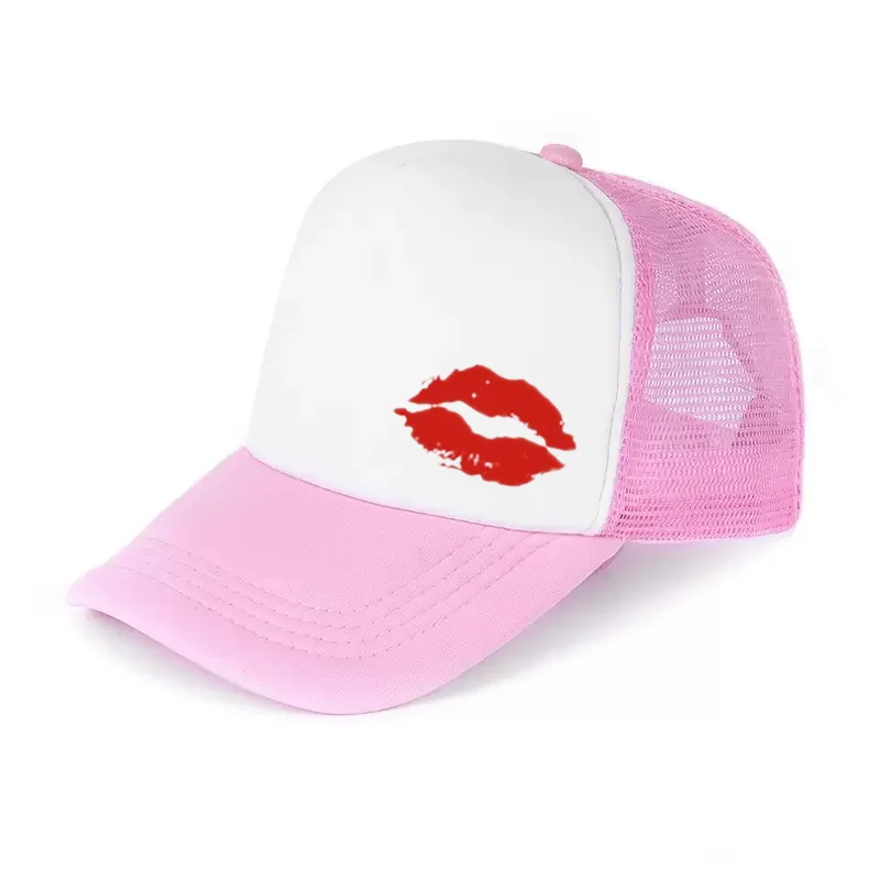 หมวกตาข่ายลำลองพิมพ์ลายกันแดด หมวกเบสบอลคอสเพลย์ หมวกบารากลาวาแบบปรับได้สำหรับคู่รัก สีแดงเซ็กซี่  สำหรับขี่มอเตอร์ไซค์