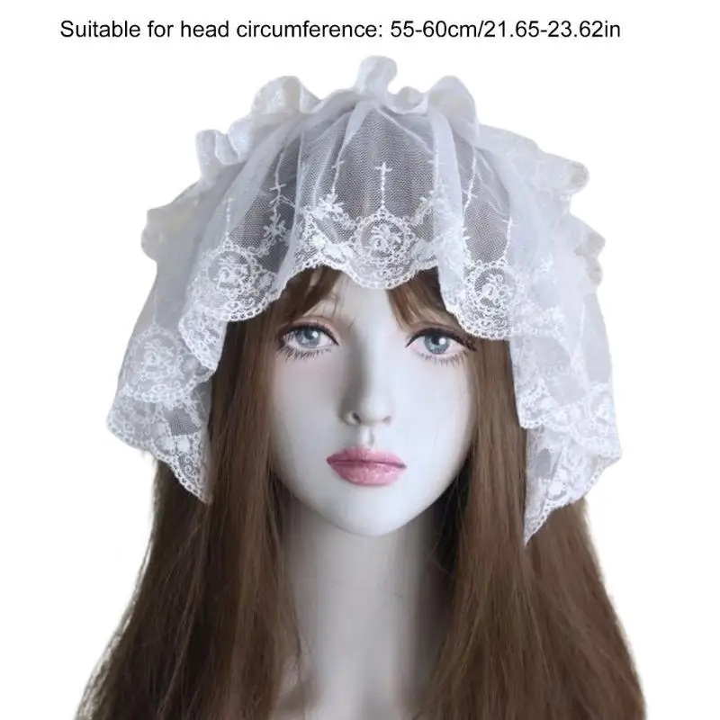 39BD 소녀 베일 주름 레이스 헤드 밴드 하위 문화 베일 리본 플 란킹 헤드웨어