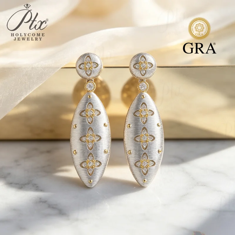 Moissanite Earrings 2mm Round Cut D Color VVS1 925 Sterling Silver GRA Certified Factory Direct Daily Versatile For Her