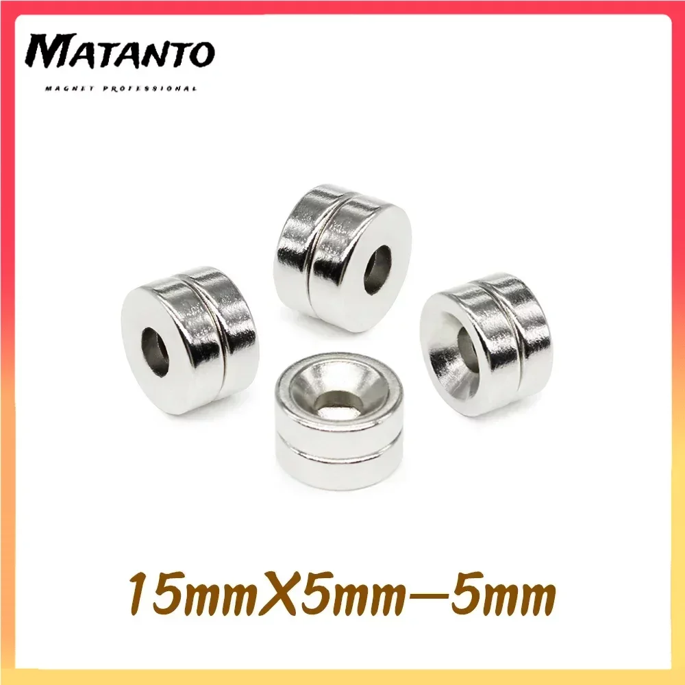 10/20/50/100Pcs 15x5-5mm Small Round Super Strong N35 Search Magnet Countersunk Neodymium Magnet Disc Imanes  Fishing Magnet