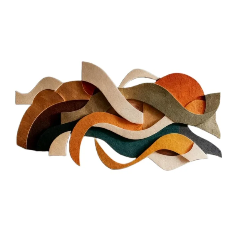 Wood grain interwoven corrugated wall decoration Bedroom wall decoration Low saturation solid wood light luxury home decoration