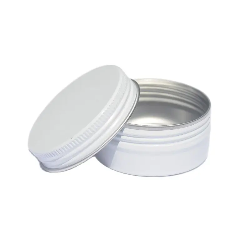 White Empty Round Aluminum Box Metal Tin Cans Cosmetic Cream DIY Refillable Jar Tea Pot 10 15 20 30 50 60 80 100 150g