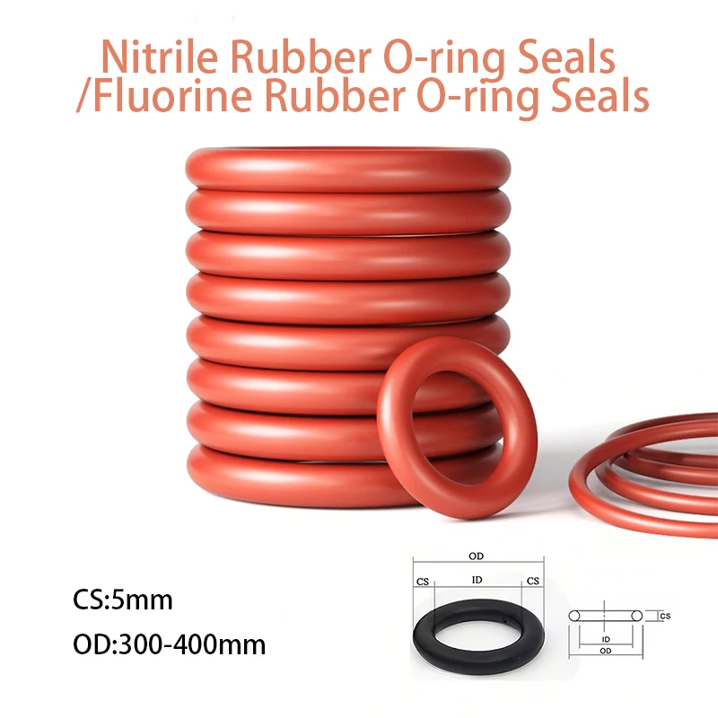 

1Pcs Sealing Ring O-ring Silicone Rubber Outer Diameter 300-400mm Thickness 5mm Red Silicone White Silicone Wear-resistant