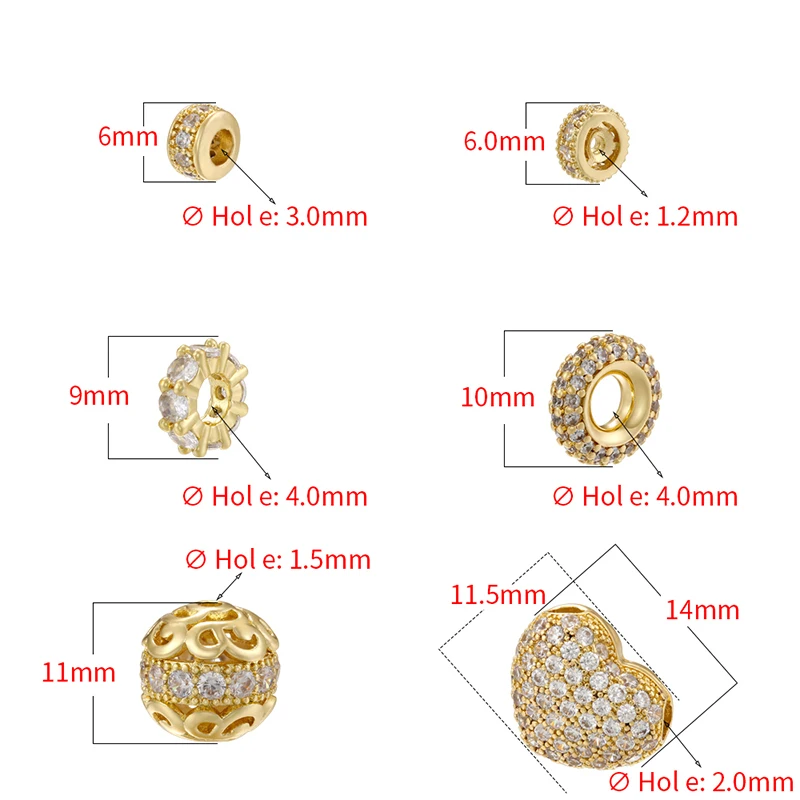 ZHUKOU Sparkling Beads Handmade Beads Suitable for Original Bracelets Necklaces Women's Jewelry DIY Accessories:VZ471-VZ476