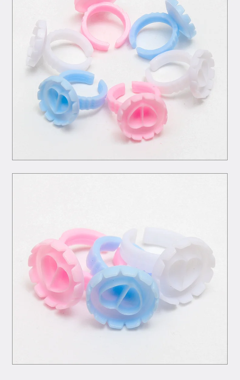 Wholesale 100Pcs Pigment Eyelash Cup Tools Lash Extension Disposable Container Tattoo Rings Holder Eyelash Glue Fan Supplies
