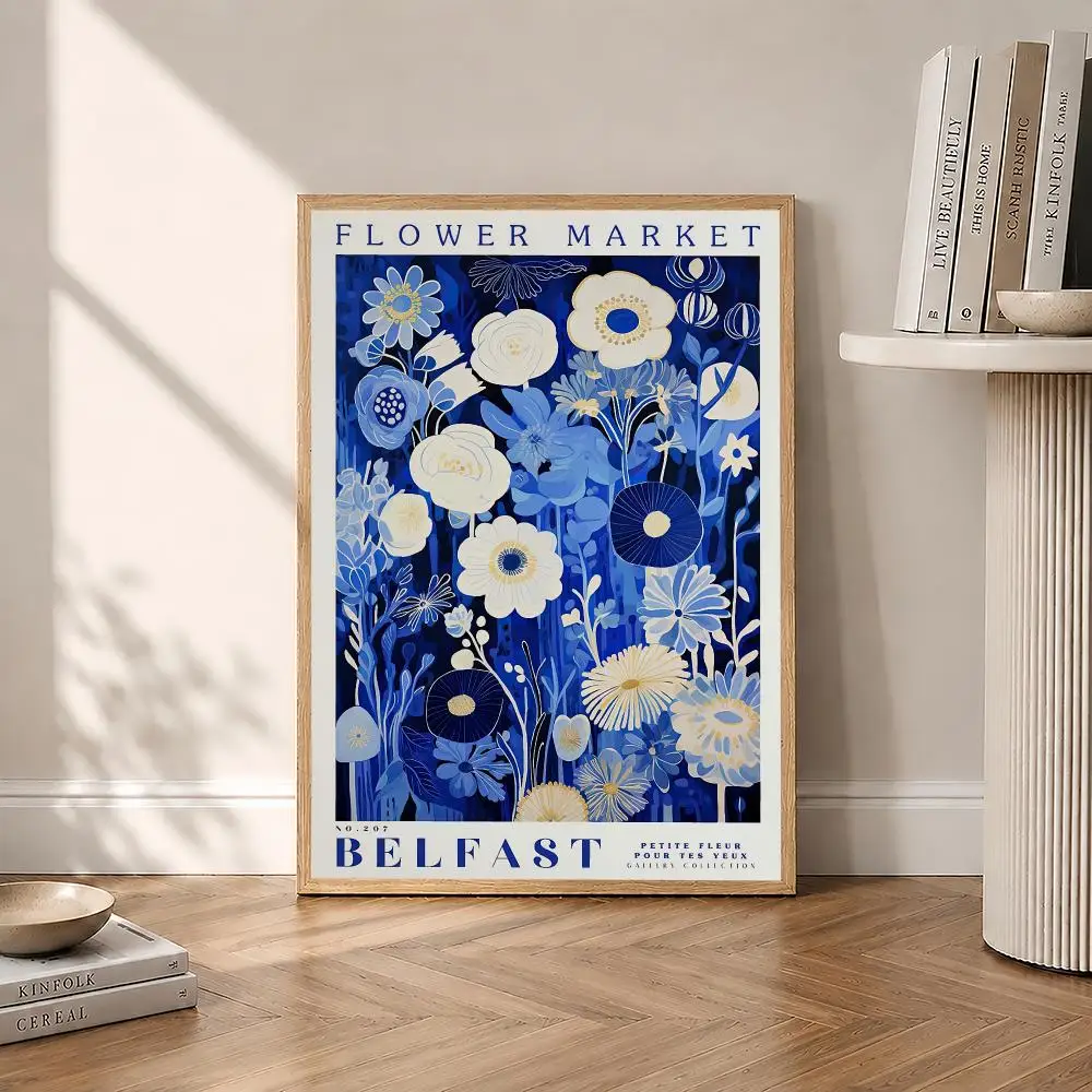 Belfast Flower Market HD Wall Art Poster Northern Ireland Floral Travel Botanical Living Room Bedroom Home Decor Gift
