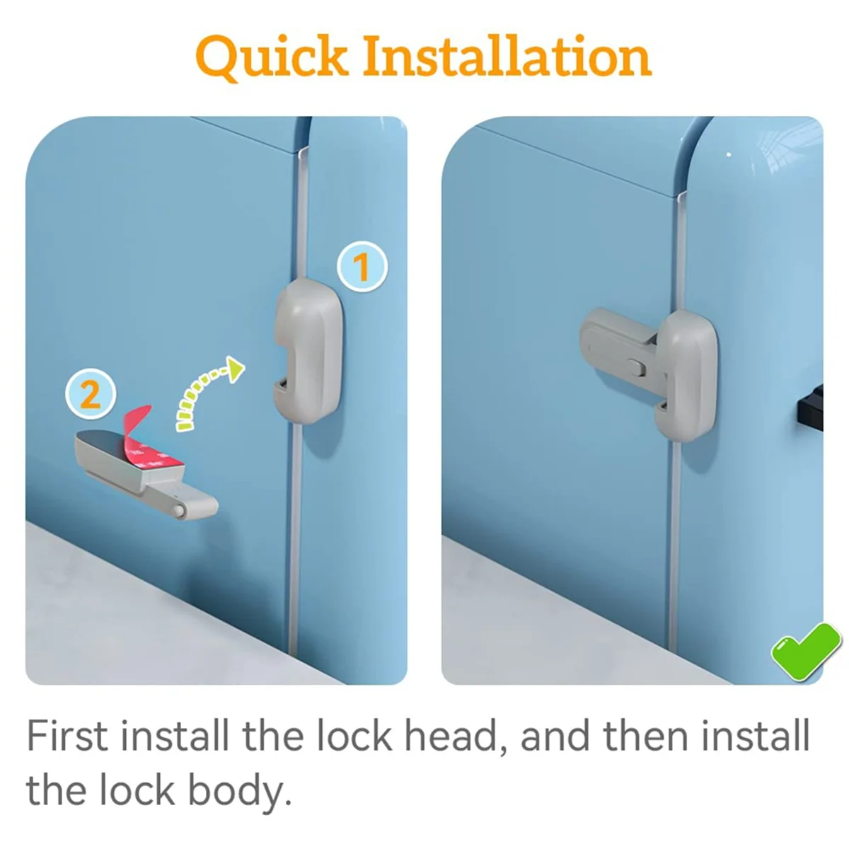 A93Z 2Pcs Safe Fridge Lock, Child Proof Refrigerator Freezer Door Lock, Protect Refrigerators with Sealing Strips Grey