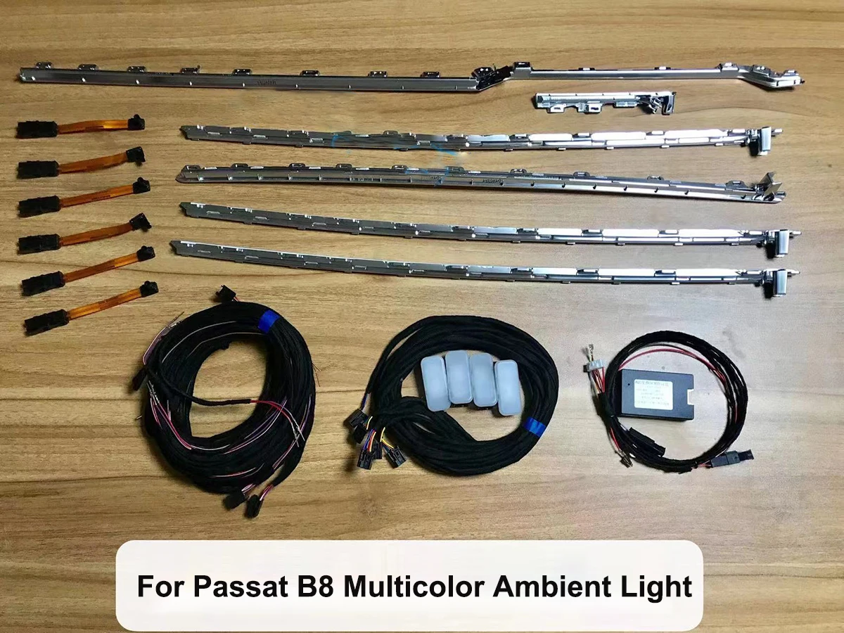 For VW Passat B8 Car Interior Multi-color Atmosphere Lights Passenger Dashboard Light Bar Door Footwell Ambient Light Upgrade