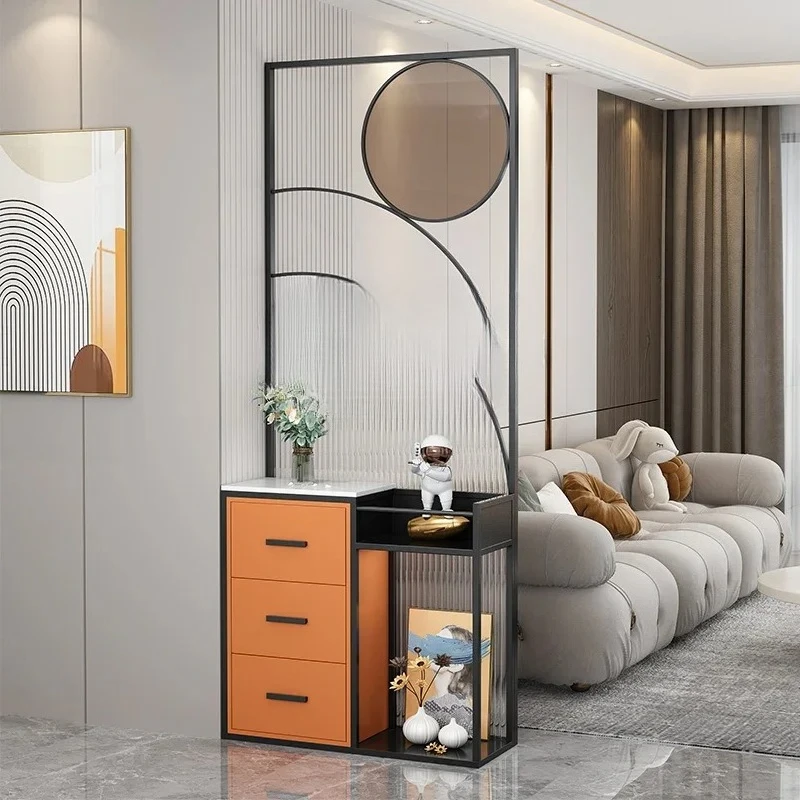 

A55 Light luxury home Changhong glass screen entrance cabinet, modern and simple, decorative partition wall