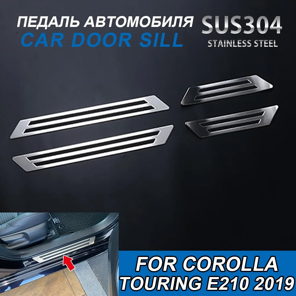 4pcs Car Door Sill for Toyota Corolla Touring E210 2019 Car Interior Stainless Steel Car Styling Car Door Sill Cover Protector