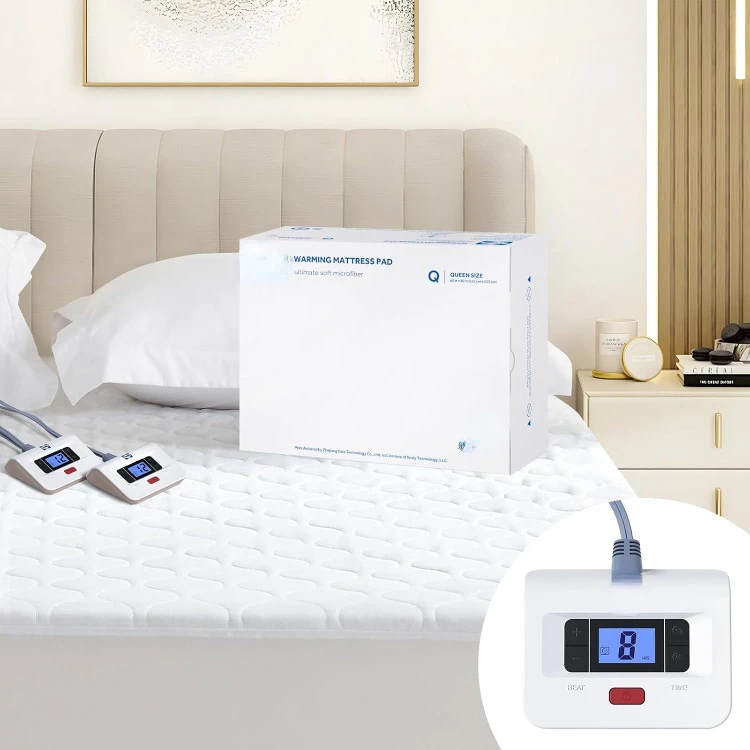 Aquecido colchão, acolchoado cama elétrica aquecedor, controlador duplo, 10 configurações de calor, Auto Off, luxo, Queen Size, 1-12 horas