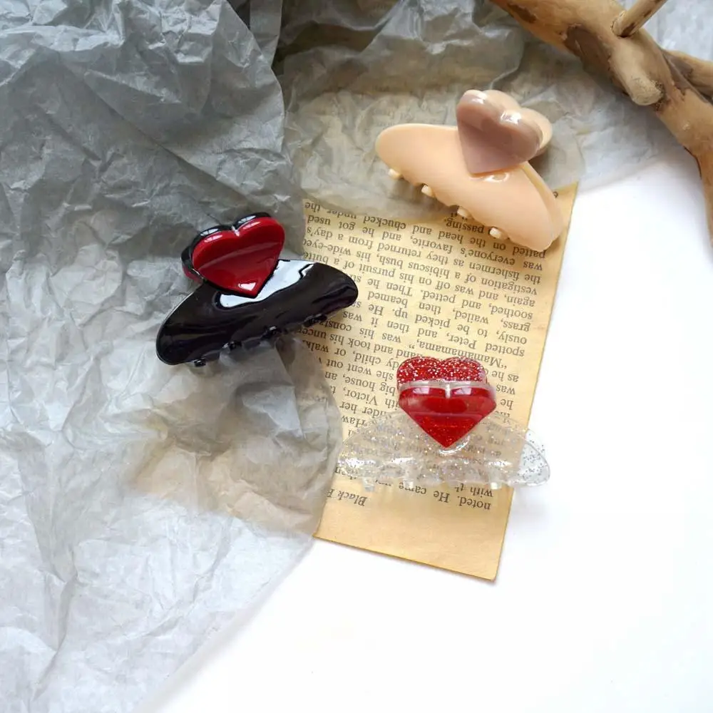 Korean Wild Fashion Women Love Medium Hairpin Barrette Hair Claw Acrylic