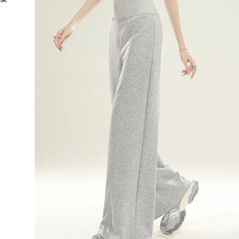 Deeptown Baggy Y2k Grey Sweatpants Woman Casual Vintage Korean Fashion Wide Leg Pants Sports High Waist Basic Loose Trousers