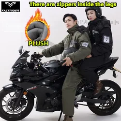 Winter plush warm One piece clothing for Men Women Waterproof Windproof Ski Suit double zipper Cold Resistant Moto Riding Suit