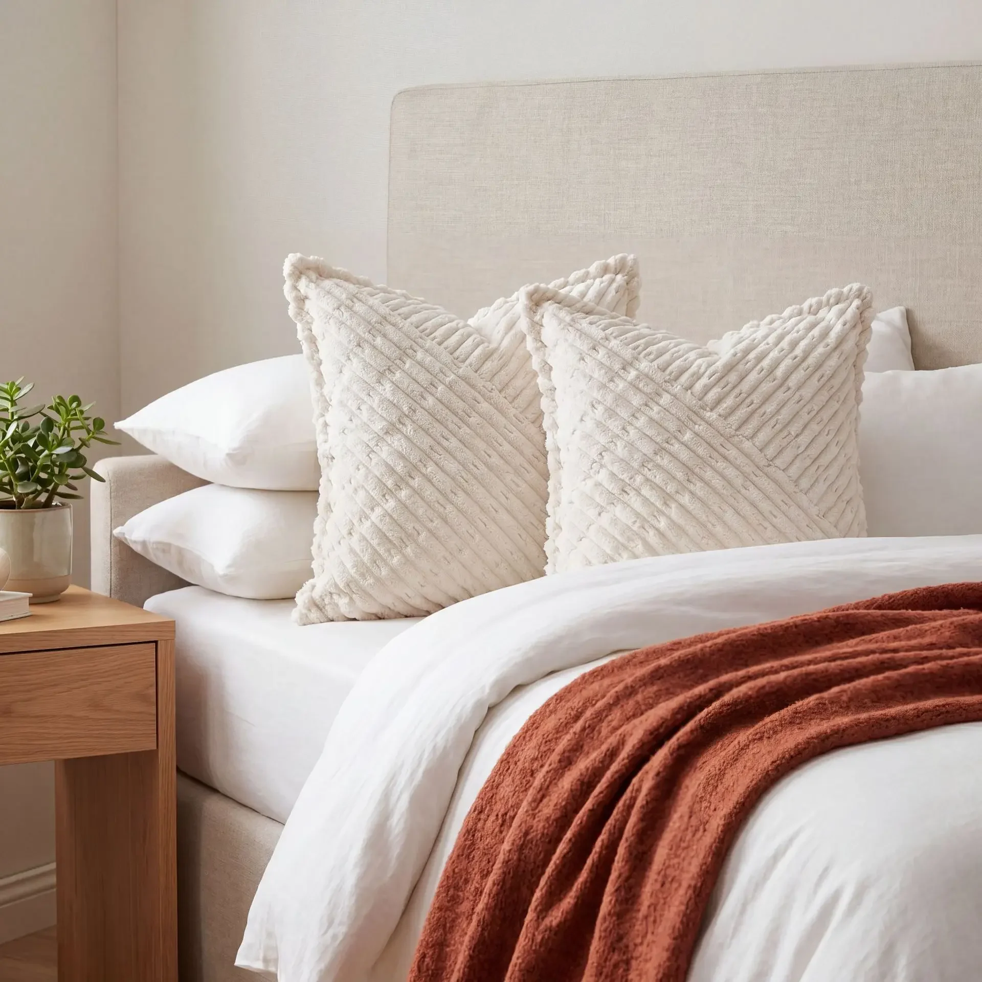 Minimalist Solid Color Cushion Cover Square Decorative Cushion Cover Sofa Living Room Home Decoration Hidden Zipper Pillow Cover