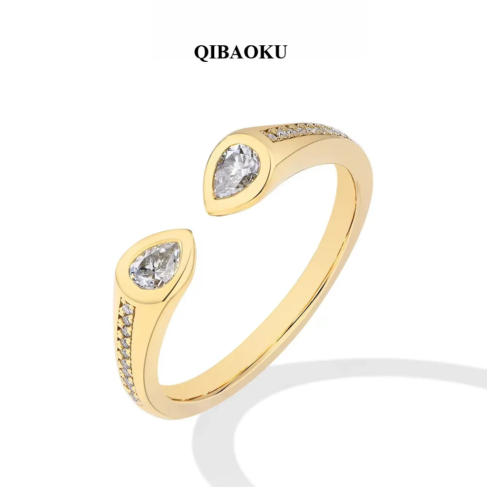 FCGJHW 0.67CT Pear Moissanite Wedding Ring D VVS1 Color S925 Sterling Silver Solid 14K 18K Gold Adjustable Rings For Women 2026