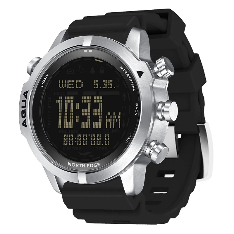NORTH EDGE Herren Digitaluhr Professionelle Tauchcomputeruhr Scuba Diving NDL (No Deco Time) 50M Höhenmesser Barometer Kompass